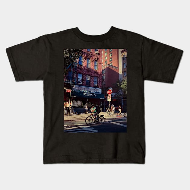 Lower East Side Biker Manhattan NYC Kids T-Shirt by eleonoraingrid